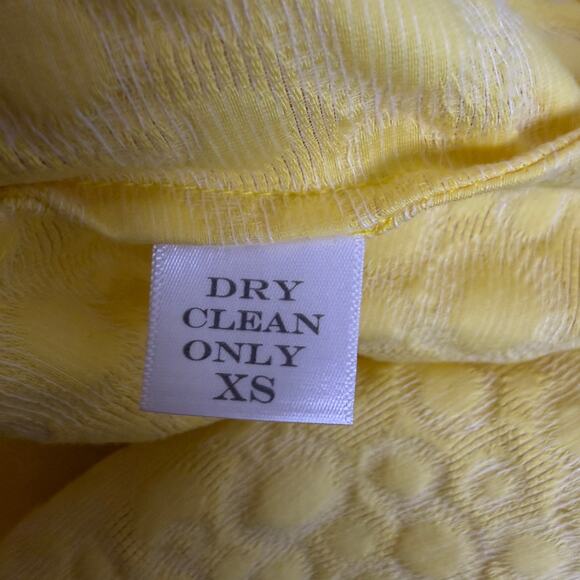 Tish Cox Designer Top Womens XS Yellow Shirt Jacquard Cap Polka Dot Made in USA - Picture 6 of 11